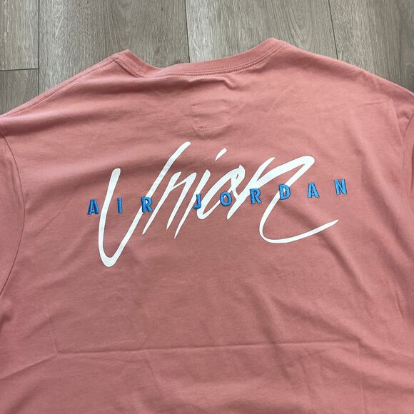 Jordan x Union Reverse Dunk Tee T Shirt Peach Pink Loose Fit Size XL B5 - Picture 5 of 5